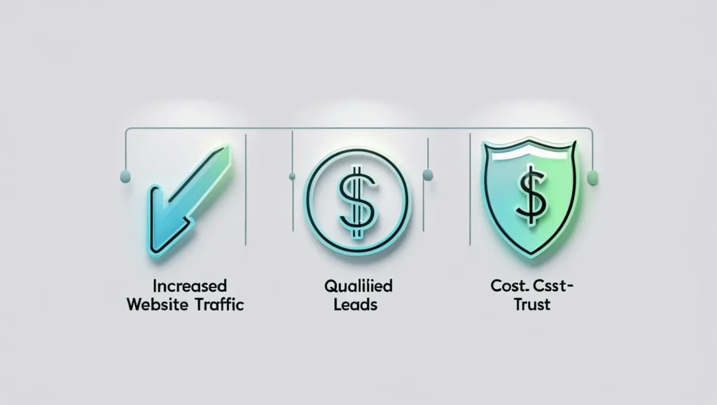 Increased traffic, qualified leads, and trust icons