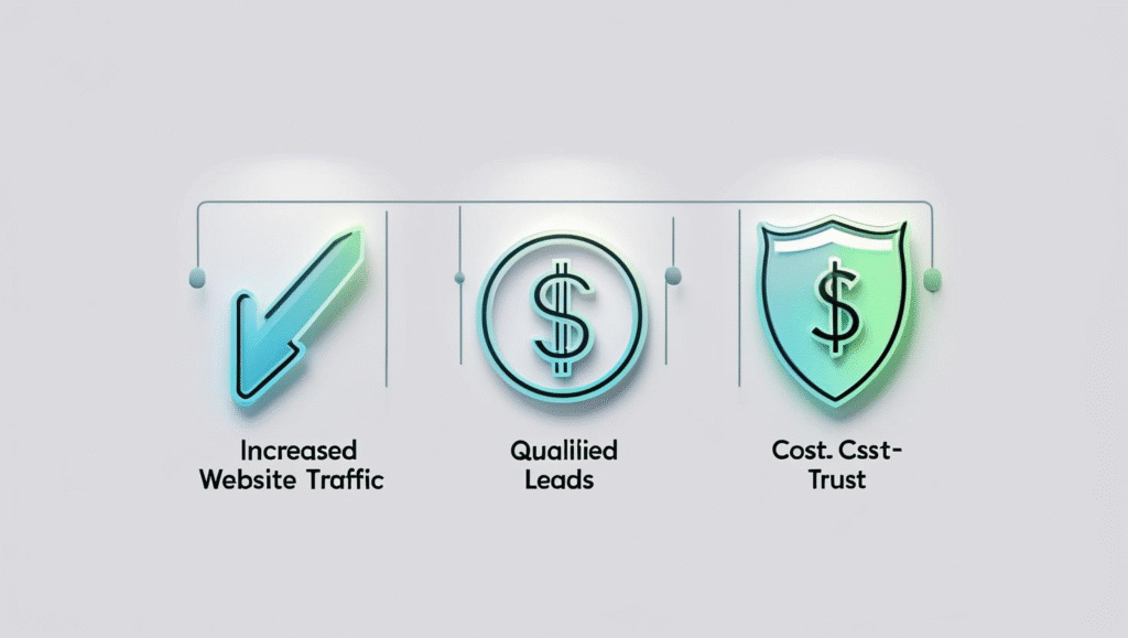 Increased traffic, qualified leads, and trust icons